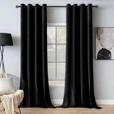 Imagem de Cortina MIULEE Black Velvet 183x132 cm Blackout, conjunto de 2