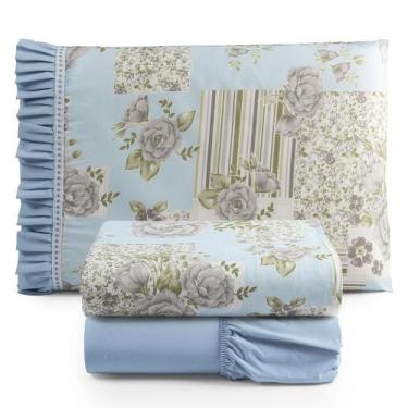 Imagem de Jogo Cama Lençol Fiore Solteiro Estampado 180 Fios 100% Algodão com Ba