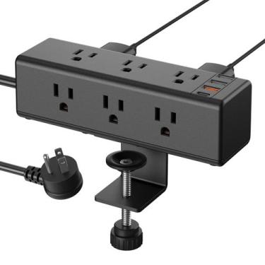 Imagem de Braçadeira de mesa Power Strip CCCEI com 9 tomadas e portas USB