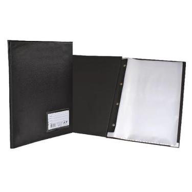 Imagem de Pasta Catálogo Preta Com Visor 100 Plásticos ACP Kit c/3