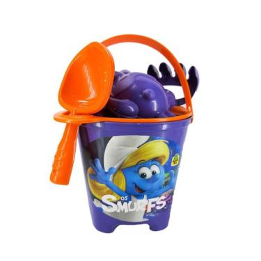 Imagem de Baldinho De Praia Para Brincar Na Areia Dos Smurfs 7 Peças Verde - Bri