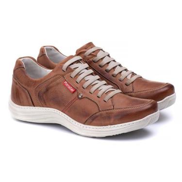 Imagem de Sapatênis Couro Legítimo Masculino Marrom Comfort Versátil - Ranster, 