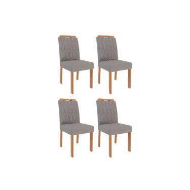 Imagem de Kit 4 Cadeiras Sala Jantar Paola Wood 4 Un Carvalho-linho Grafite - Cimol