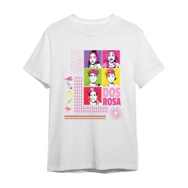 Imagem de Camiseta de Algodão Dos Rosa Branca Carinhas