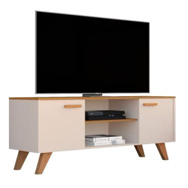 Imagem de Rack Para Sala de Estar, Estante para TV Moderno Com Prateleiras para até 50 Polegadas 55x100x36cm(Off White)