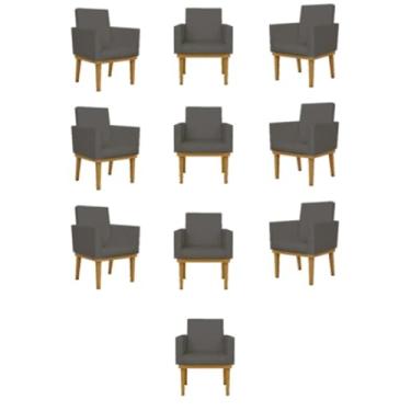 Imagem de Kit 10 Poltronas Decorativas Reforçada Courino Escritorio Cor:courino Cinza