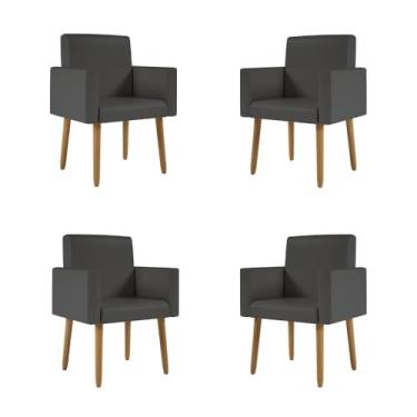 Imagem de Kit 04 Poltronas Nina Decorativa Para Recepção Courino Cor:courino Cinza