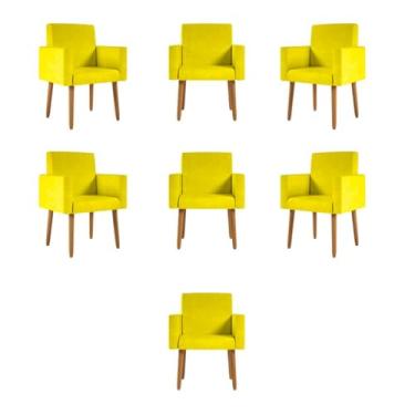 Imagem de Kit 07 Cadeiras Poltronas Decorativa - Escritório - Recepção Cor:amarelo