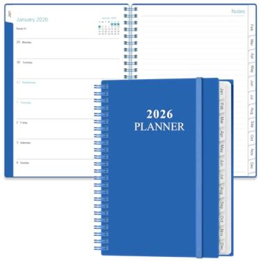 Imagem de Agenda 2026 – Agenda semanal e mensal de janeiro de 2026 a dezembro de 2026, agenda 2026 com capa flexível, abas, bolso interno, 16,3 x 21,6 cm, azul