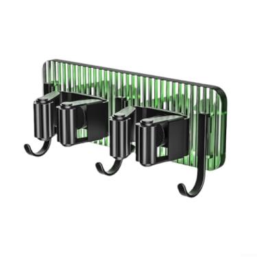 Imagem de Clipe de suporte de vassoura de esfregão montado na parede com ganchos para casa de banho cozinha armário garagem lavanderia armazenamento ferramenta de organização cabide rack economia de espaço sem