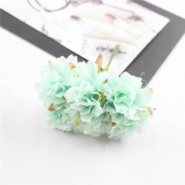 Imagem de Tecido de flores de cerejeira com hastes - Suprimentos florais artificiais para fazer grinaldas (verde)