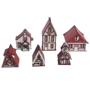 Imagem de Vila Natalina Decorativa 6 Peças – Casinhas de MDF Vermelho e Branco para Decoração de Natal