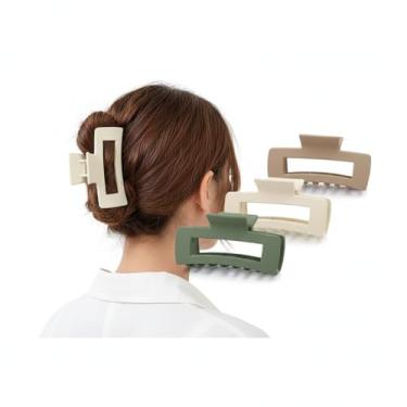 Imagem de Kit Presilha de Cabelo Piranha Quadrada Grande 10.5cm - Estilo Minimalista (1, 2 ou 3 Unidades Sortidas) (1 Unidade)