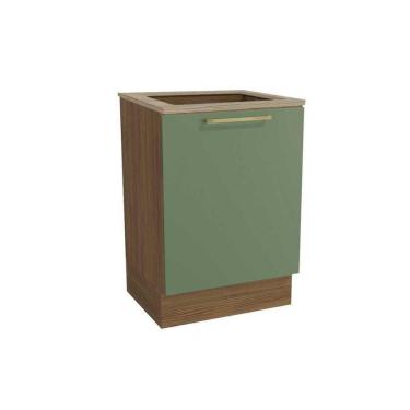 Imagem de Balcão De Cozinha Modulado Botanic M629 P/cooktop 1 Porta C/tampo 60cm Nogueira/oliva/nogueira - Kappesberg