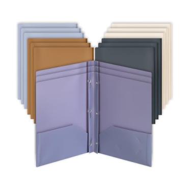 Imagem de Mr. Pen - Pastas de plástico com bolsos e pinos, pacote com 15, tamanho carta, tons modernos variados, pastas de plástico flexível com garras