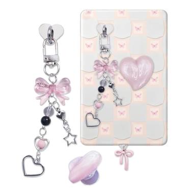 Imagem de QYRCXX Lindo conjunto de berloques com plugue de poeira tipo C/USB C e suporte de coração para Kindle, acessórios de corrente de pingente E-Reader compatíveis com Paperwhite 11/12 Geração, chaveiros