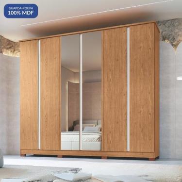 Imagem de Guarda Roupa 6 Portas 4 Gavetas Zeus com espelho 100% MDF - Móveis Cas