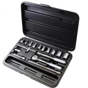 Imagem de Jogo De Soquete Sextavado Encaixe De 1/4 - 04 A 13 - 18 Peças - 86-117