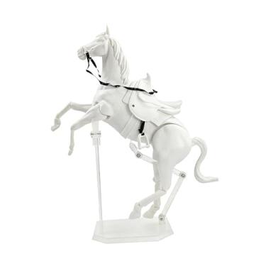 Imagem de Dynwave Boneco de ação de cavalo, estátua de pônei pequeno, estatueta de cavalo com articulação móvel para projetos escolares, micropaisagens