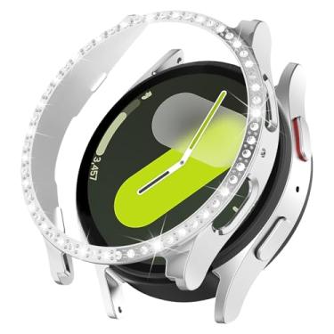 Imagem de Capa brilhante para Samsung Galaxy Watch 7 de 40 mm e 44 mm para mulheres, capa protetora de diamante com strass de cristal com glitter, capa rígida de policarbonato à prova de choque para Samsung
