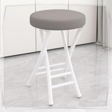 Imagem de Banco Dobrável Acolchoado Redondo Acolchoado 20 In Altura Do Balcão Banco Dobrável Portátil Sem Encosto Banqueta Dobrável Para Cozinha Em Casa Acampamento Ao Ar Livre, Coffee Color, One Size