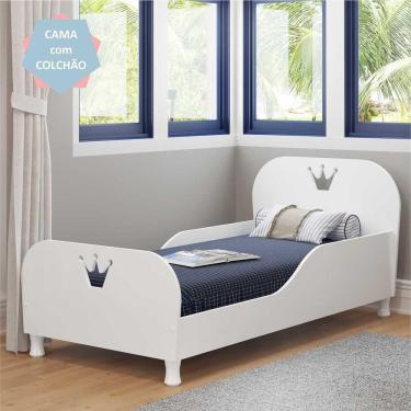 Imagem de Cama Solteiro Colchão Incluso Mdf Realeza Multimóveis Branco