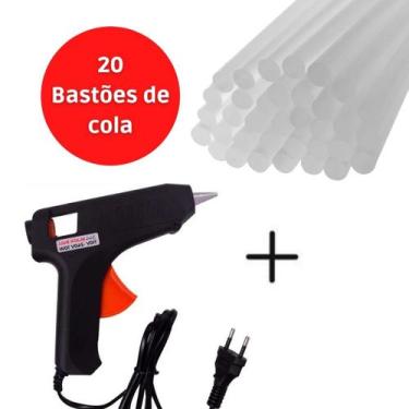 Imagem de Pistola De Cola Quente Bivolt 10w + 10, 20 ou 30 Bastões De Cola Revol