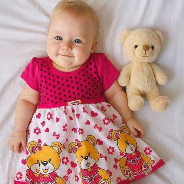 Imagem de Vestido Bebe Menina Infantil Estampado Ursinho Tam RN a 03 Meses - Sup