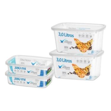 Imagem de Conjunto 4 Potes Retangular Alimentos Multiuso Bpa Free Variado - Vola