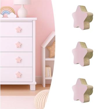 Imagem de 3 Puxadores Estrela Rosa Infantil Móveis Porta Cômoda Gaveta