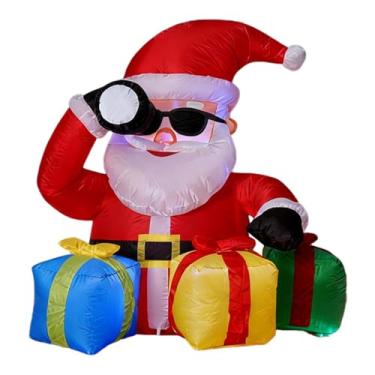Imagem de Vaveren Enfeite inflável de Natal do Papai Noel com luzes, ideal para festas e decoração natalina em áreas externas, como pátios.