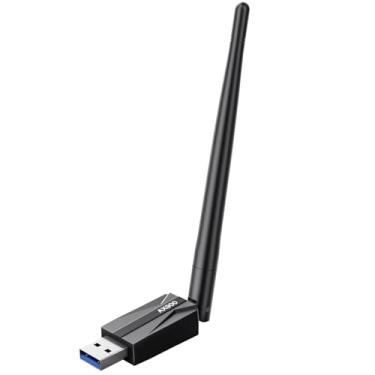 Imagem de Adaptador WiFi USB para PC de mesa – AX900 Wi-Fi 6 Dual Band 5G 2.4G Adaptador sem fio com antena 7DBi para dongle WiFi Win11/10 para desktop, laptop, jogos, placa de rede USB sem fio (preta)