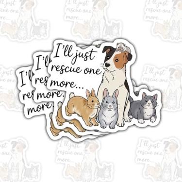 Imagem de 3 adesivos de vinil I'll Just Rescue One More Dog, adesivos de vinil divertidos para laptop, caderno, diário, Hydro Flask, tablet, carro, ótimo presente para mães de resgate, estudantes, amigos, 7,6