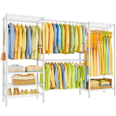 Imagem de SEMHOR E06 Suporte de roupas expansível e resistente para armário, grandes suportes independentes com prateleiras, sistema de armário de aço carbono ajustável de 178 a 223 cm, carga máxima 362 kg