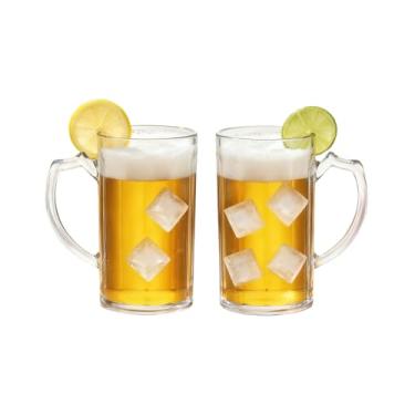 Imagem de Komost Canecas de cerveja de plástico reutilizáveis de 500 ml com alça conjunto de 2, copos de cerveja transparentes para festa, bar, casa, hotel, perfeito para bebidas de coquetel e suco de uísque