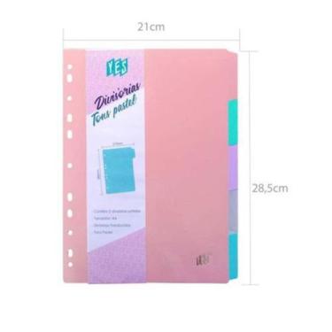 Imagem de 10 Divisórias Para Caderno Argolado Fichário ColoridasTranslúcida Tom 