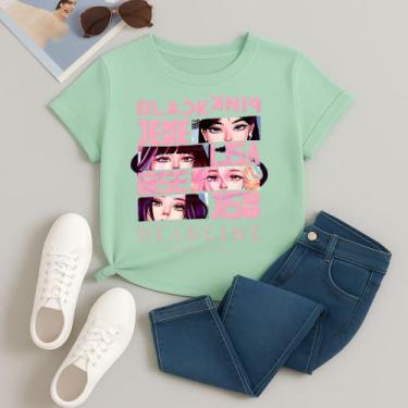 Imagem de Camiseta 100% Algodão Estampada Blackpink Quadrinhos 613 Look Estiloso