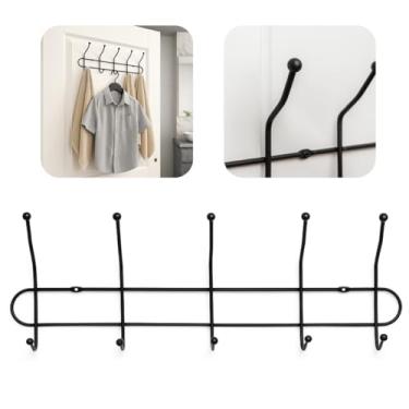 Imagem de Cabideiro de Porta Parafusado 10 Ganchos Metal Suporte de Prender parede Roupa Multiuso Organizador de Banheiro Lavanderia Pendurador Utensilio de Limpeza Vassoura Guarda Objeto Reforçado Cozinha