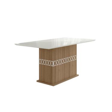 Imagem de Mesa de Jantar 6 Lugares Tampo com Vidro Lagos Carvalho Off-White