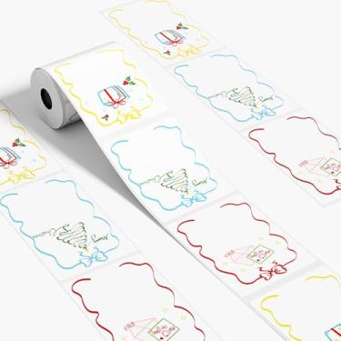 Imagem de Ponek Etiquetas térmicas - 50 x 70 mm, etiquetas térmicas adesivas para presente de Natal DIY, cartão de felicitações, árvore, decoração, compatível com M100/ M110/ M150/ M220/ M250/ M221, 110