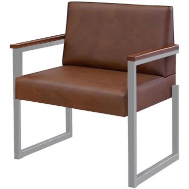 Imagem de Poltrona Niterói Couro Marrom Em Metal Champanhe