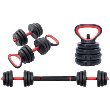 Imagem de Halter Anilha Barra Kettlebell 20kg Musculação 5 Em 1 WCT