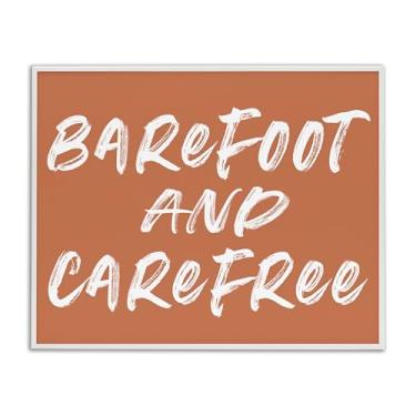 Imagem de Stupell Industries Arte Giclée Emoldurada Barefoot & Carefree Brown White, design por Lettered and Lined, 11 x 14