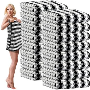 Imagem de SmoothNovelty Pacote com 16 toalhas de banho de microfibra a granel 79 x 152 cm toalha de banho tamanho grande altamente absorvente extra grande secagem macia para chuveiro praia inverno salão esporte