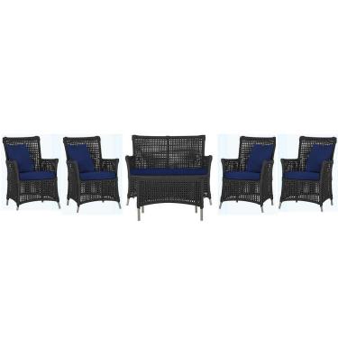 Imagem de Jogo Sofá 4 Poltronas E Mesa Igapó Fendi E10 Trama Original Preto