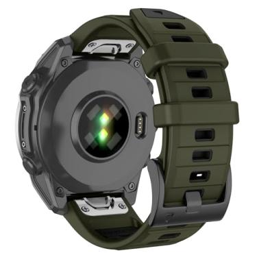 Imagem de Velocarer Pulseira de silicone de ajuste rápido de 26 mm para Garmin Fenix 8/7X/7X Pro/6X/6X Pro/5X/5X Plus (51 mm), Epix Pro 51 mm, Tactix 8/7/7 Pro, para smartwatch Enduro 3/2, verde militar e preto