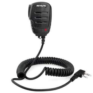 Imagem de Retevis H-777 Walkie Talkies microfone 2 pinos alto-falante microfone para Retevis RT15 RT21 RT22 RT-5R Arcshell AR-5 Baofeng UV-5R BF-888S Rádios bidirecionais (1 pacote)