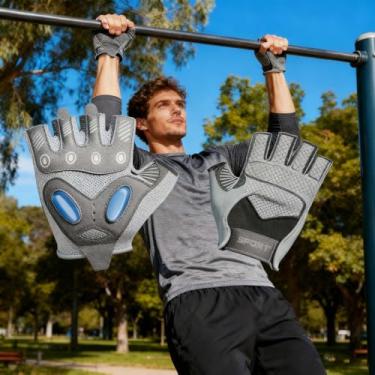 Imagem de Luvas de treino para mulheres e homens, guantes para academia, antiderrapante sem dedos para levantamento de peso, luvas de ginástica para treino (grande, cinza)