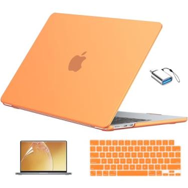 Imagem de EooCoo Capa compatível com MacBook Air 33.0 cm M4 2025 2024 2023 2022 M3 M2 A3240 A3113 A2681, Orange Air 13,6 polegadas, capa rígida para laptop + capa de teclado + protetor de tela, laranja fosco