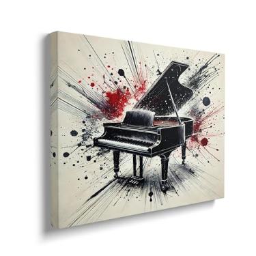 Imagem de Arte de parede em tela de piano de música, grafite, piano, instrumento, imagens, estúdio, pintura, impressões, arte moderna para sala de música, sala de estar, quarto, escritório, decoração de parede